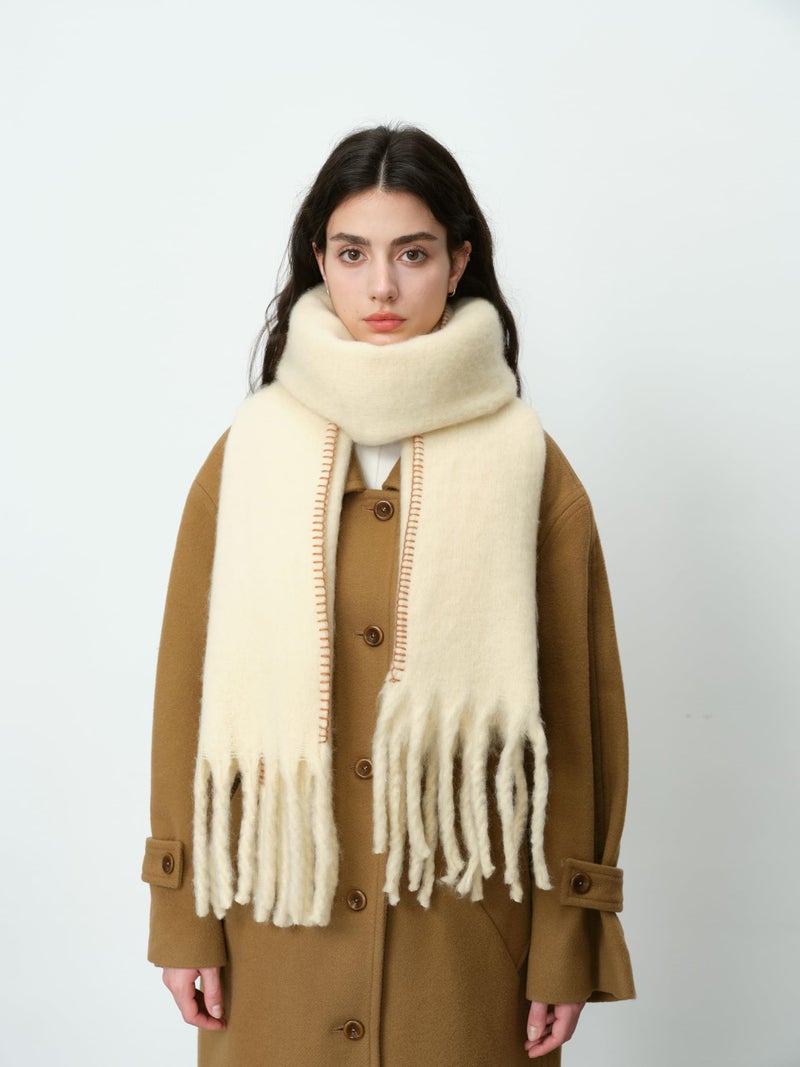 MININAI Soft Cashmere Feel Scarf Soft Winter Scarves for Women Long Shawl Large Scarf Cold Weather Thick Blanket Shawl Wrap (Beige) - Image 5