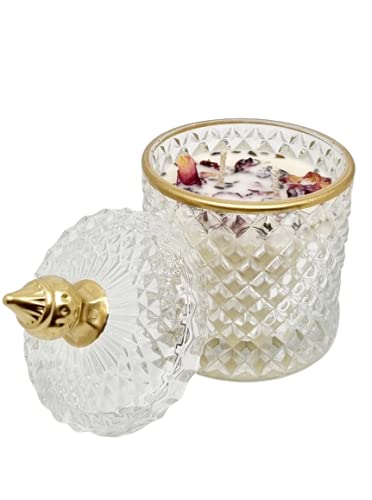Greenterre Greenterre Handcrafted Luxury Scented Candle I Crystal I Vanilla Garden Blend of Vanilla Lavender Lotus I 185g  - Image 1