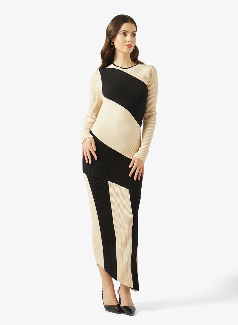 Style Cheat Asymmetric  Crew Neck Midi Dress - Image 1