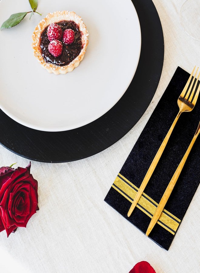 Fanxyware Shiny Gold on Black Disposable Dinner Napkins, Linen-like Feel, Soft Fluff Pulp Paper - 50 Pack, 8.5" x 4" - Style Name: Bold Bliss - Image 3