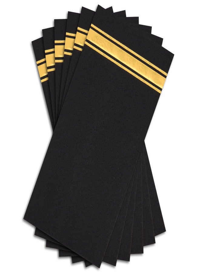 Fanxyware Shiny Gold on Black Disposable Dinner Napkins, Linen-like Feel, Soft Fluff Pulp Paper - 50 Pack, 8.5" x 4" - Style Name: Bold Bliss - Image 1