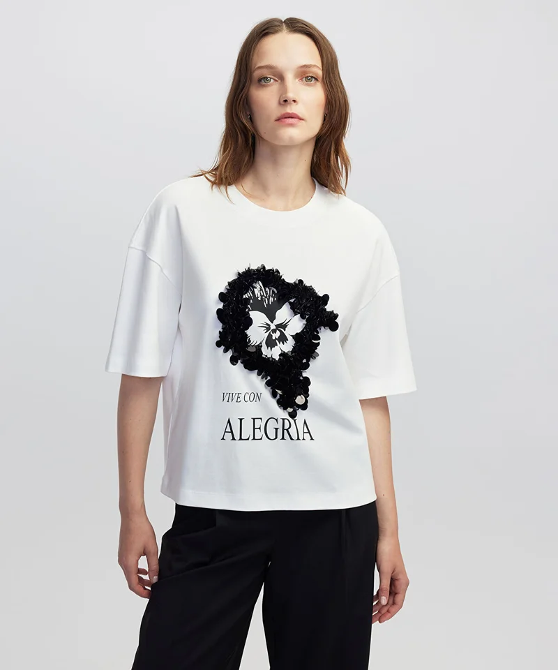 Ipekyol Printed T-Shirt with Sequins