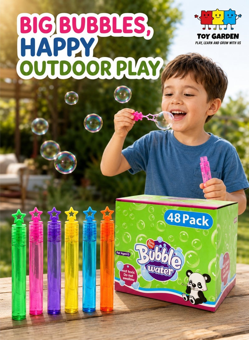 TOY GARDEN 48 Pcs Mini Bubble Wands, Bubble Party Favors Assortment Toys, Bulk Party Favors for Kids, Themed Birthday, School Classroom Prizes for Boys & Girls (48 Pack Star) - Image 1