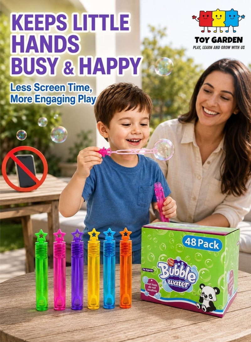 TOY GARDEN 48 Pcs Mini Bubble Wands, Bubble Party Favors Assortment Toys, Bulk Party Favors for Kids, Themed Birthday, School Classroom Prizes for Boys & Girls (48 Pack Star) - Image 2
