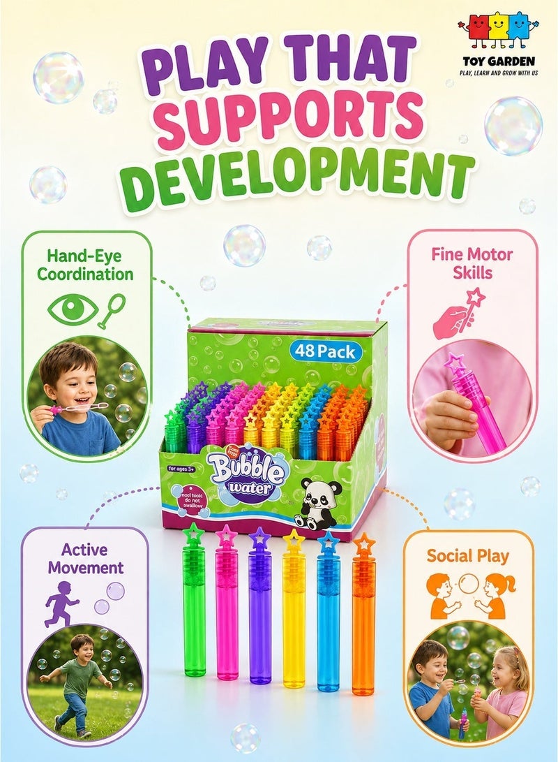 TOY GARDEN 48 Pcs Mini Bubble Wands, Bubble Party Favors Assortment Toys, Bulk Party Favors for Kids, Themed Birthday, School Classroom Prizes for Boys & Girls (48 Pack Star) - Image 3