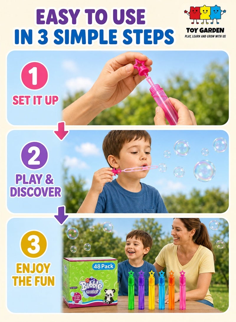 TOY GARDEN 48 Pcs Mini Bubble Wands, Bubble Party Favors Assortment Toys, Bulk Party Favors for Kids, Themed Birthday, School Classroom Prizes for Boys & Girls (48 Pack Star) - Image 5