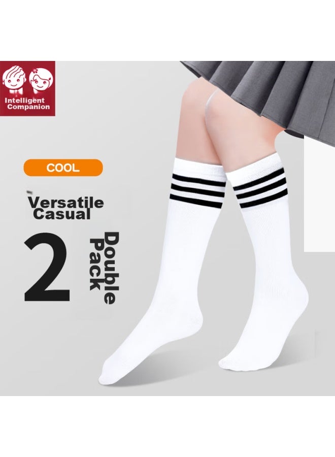 Smart Friends Zhiyou Children's Mid-calf Socks, Girls' Half-leg Long Socks, Spring And Autumn High Socks, White Boys' Long Socks, Preppy Style School Uniform Socks - Image 2