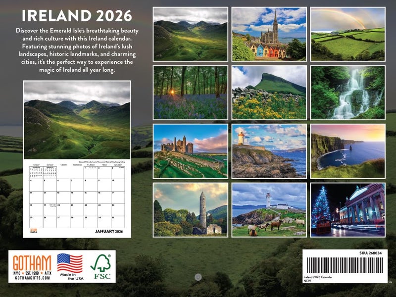 Poster Foundry Ireland Calendar 2026 Irish Gifts Monthly Wall Calender 12 Month | American Made In The USA - Image 2