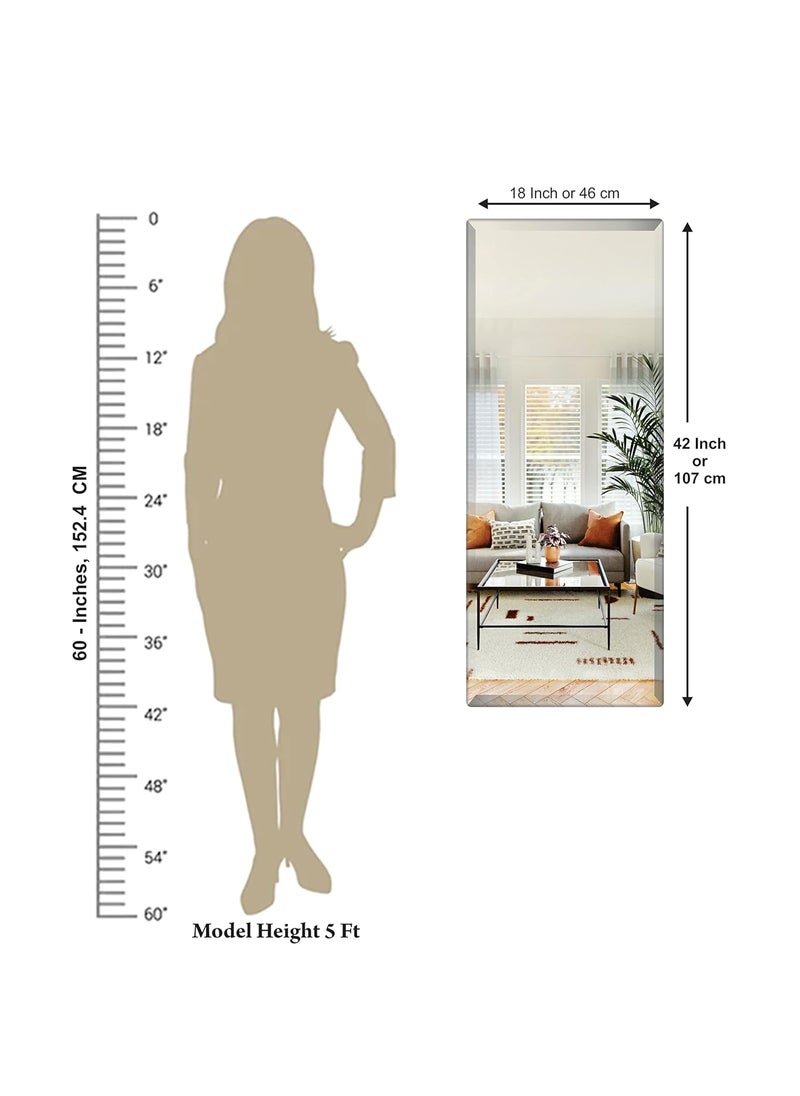 Creative Arts n Frames Creative Arts n Frames 5mm Full Length Long Beveled Smooth Edges Frameless Rectangular Wall Mount HD Mirror Home Decor Items 18x42 inch Beveled Long  - Image 5
