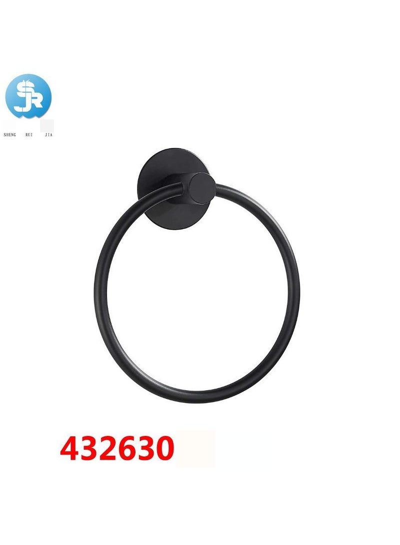 Loquat Drill Free Stainless Steel Chrome Plated Towel Ring Bath Accessory(Black Towel Ring 432630) 