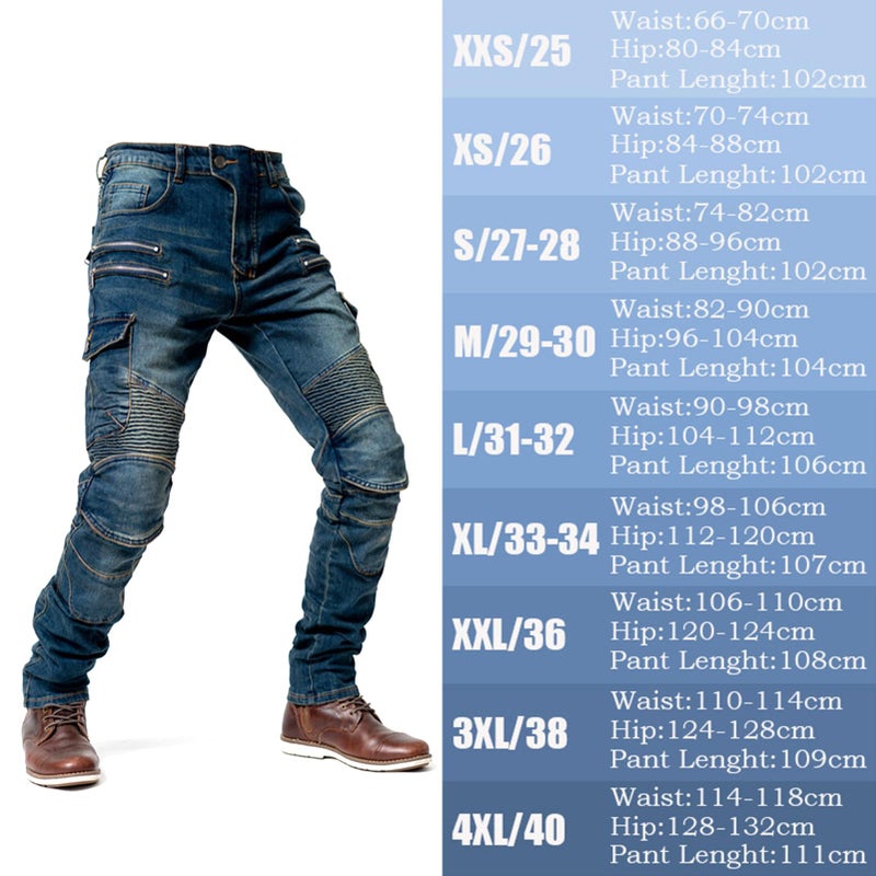 Generic oFzimTo Motorcycle Jeans for Men, Drop-resistant Jeans with Straight Leg and 4 Types of Protective Equipment, Motorcycle Trousers for Motorcycle Racers (Blue, M)  - Image 2
