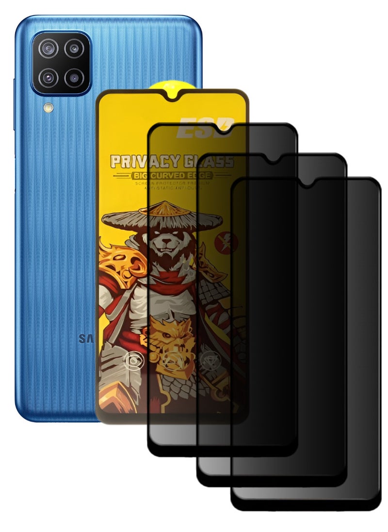 ESD 3 Pieces Tempered Dustproof Privacy Glass Screen Protector Compatible For Samsung Galaxy F12 - Image 1