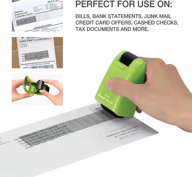 Plus Guard Your ID Identity Protection Stamp Roller, Green - Image 2
