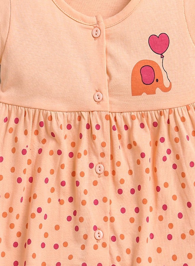 BUMZEE فستان بناتي من بامزي، نصف كم، قطني، طول الركبة، مناسب للارتداء اليومي، العمر من 9 إلى 12 شهرًا (Peb9600E-pch) - Image 3