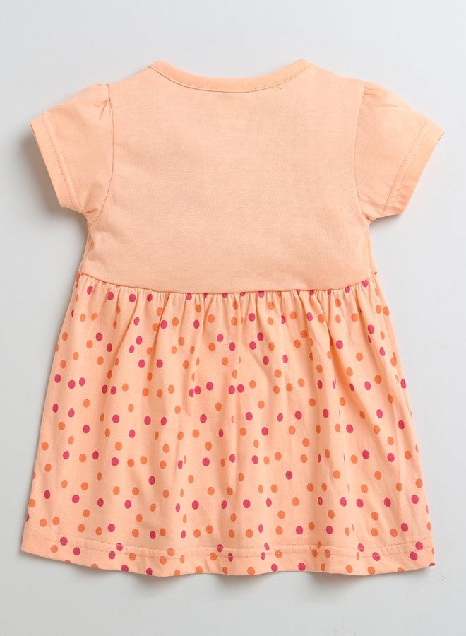 BUMZEE فستان بناتي من بامزي، نصف كم، قطني، طول الركبة، مناسب للارتداء اليومي، العمر من 9 إلى 12 شهرًا (Peb9600E-pch) - Image 2