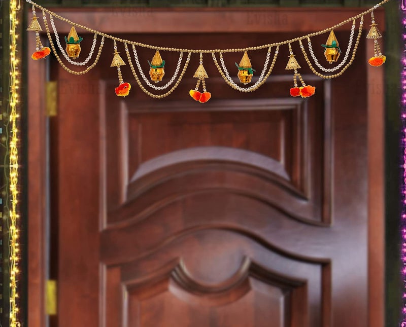 Evisha تزيين باب كلاش الذهبي للتعليق بمناسبة ديوالي 3 قدم - Image 1