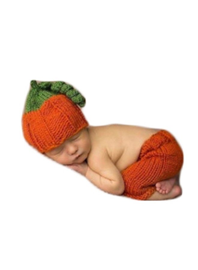 Vedory Fashion Newborn Baby Photography Shoot Boy Girl Photo Shoot Outfits Crochet Knit Costume Halloween Clothes Pumpkin Hat Pants - Image 1