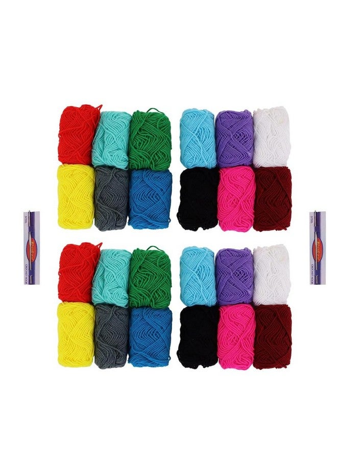 Homeistic Applience Homeistic Applience Homeistic Appliance Wool Thread Combo: Premium Wool Yarn for Knitting,Soft Fingering Craft with Crochet Hook Needle and Dyed Thread(24 Pieces Dark Color)230gram,Multi - Image 1