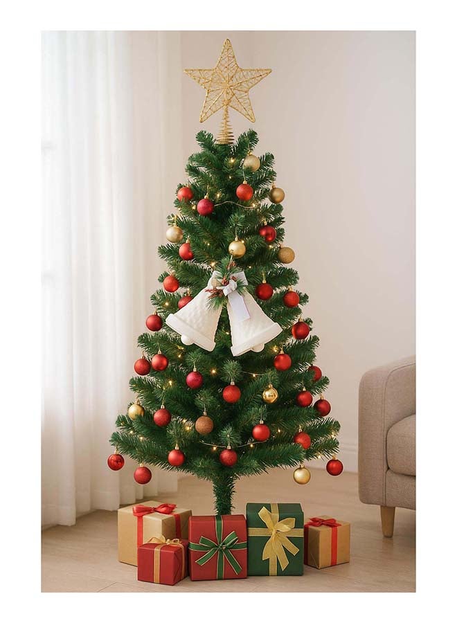 1pc Christmas Tree Hanging Ornament – White Bell Decoration with Pine, Berries & Ribbon for Holiday Tree & Home Décor - Image 2