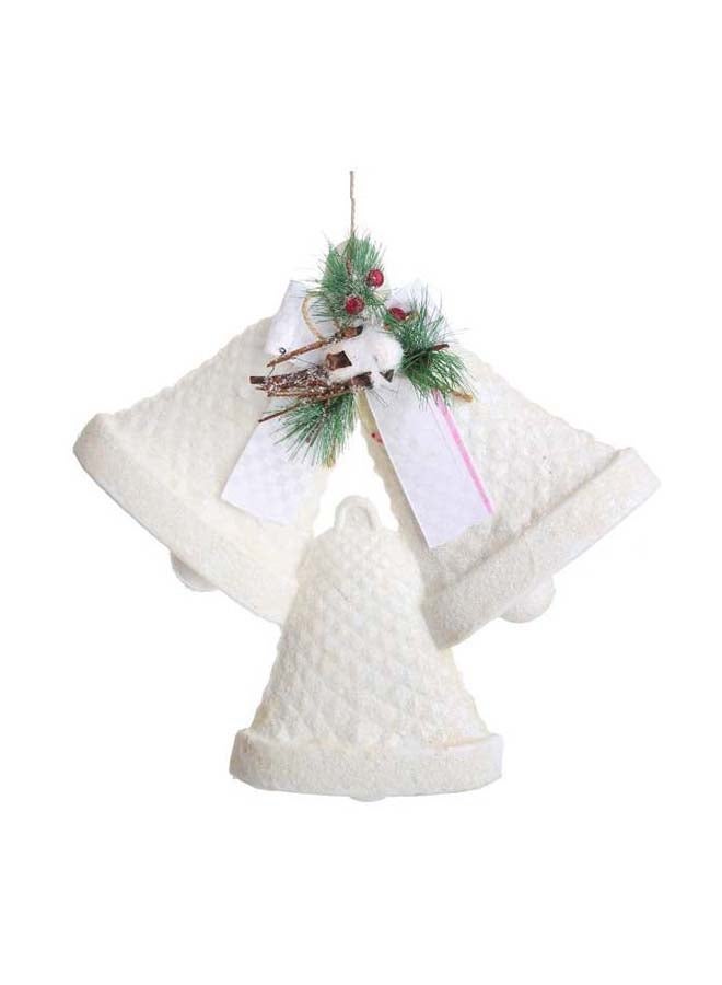 1pc Christmas Tree Hanging Ornament – White Bell Decoration with Pine, Berries & Ribbon for Holiday Tree & Home Décor - Image 1