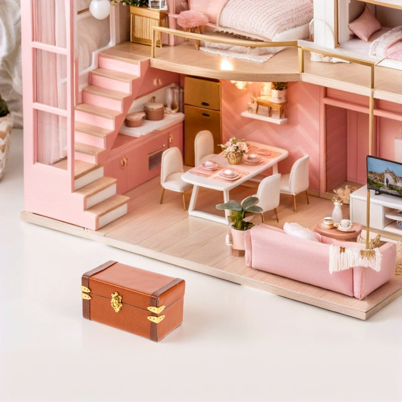 🏠 صندوق تخزين صغير على شكل حقيبة سفر قديمة للمنزل الصغير تصميم مستطيل برتقالي للزينة والإكسسوارات - Image 5