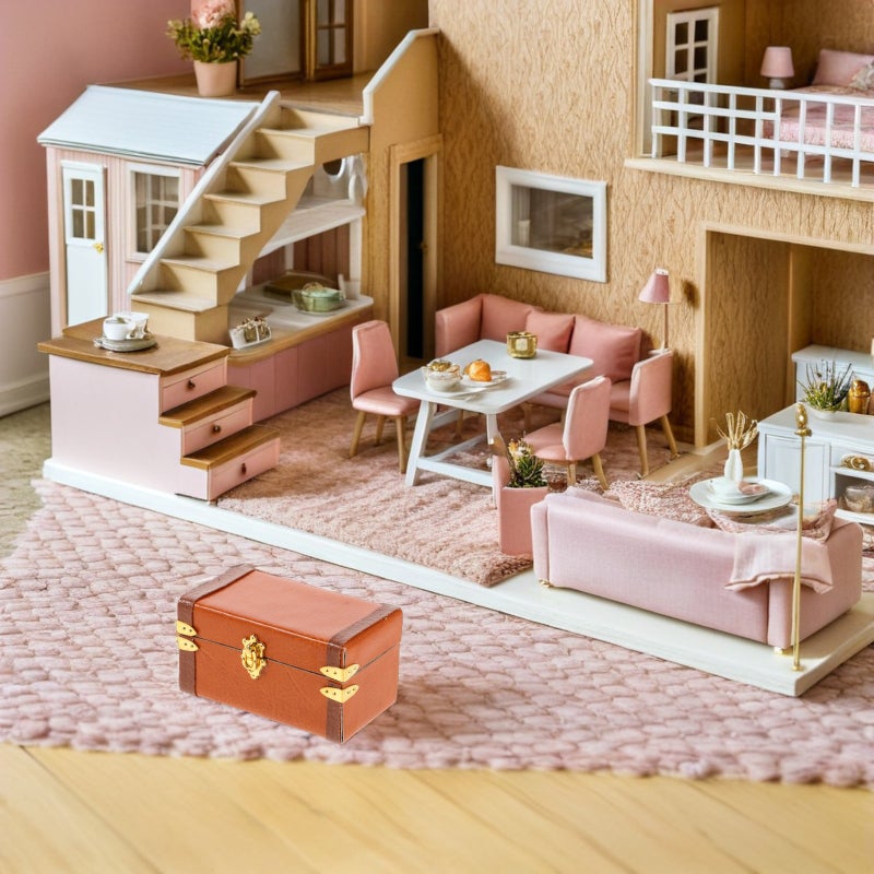 🏠 صندوق تخزين صغير على شكل حقيبة سفر قديمة للمنزل الصغير تصميم مستطيل برتقالي للزينة والإكسسوارات - Image 4