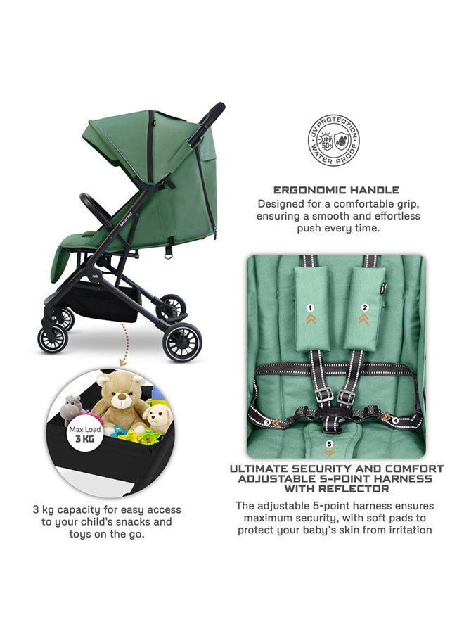 LITEX Lightweight Cabin Size Travel Baby Toddler Stroller|Trolley Handle Pushchair, Waterproof UPF 50+Canopy, Gift And String Bag, Phone Holder And Toy Strap, Reflective Sticker, 0-3yrs, 15kg, 3yrs Warranty