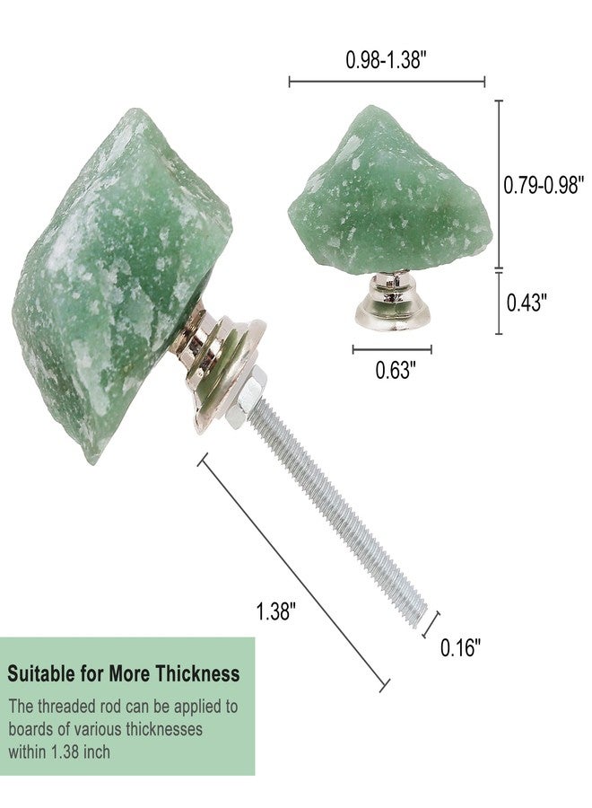 Malimali 4pcs Green Aventurine Kitchen Cabinet Knobs and Pulls, Quartz Drawers and Crystal Knobs for Dresser Drawers, Closet Door, Cupboard - Image 3
