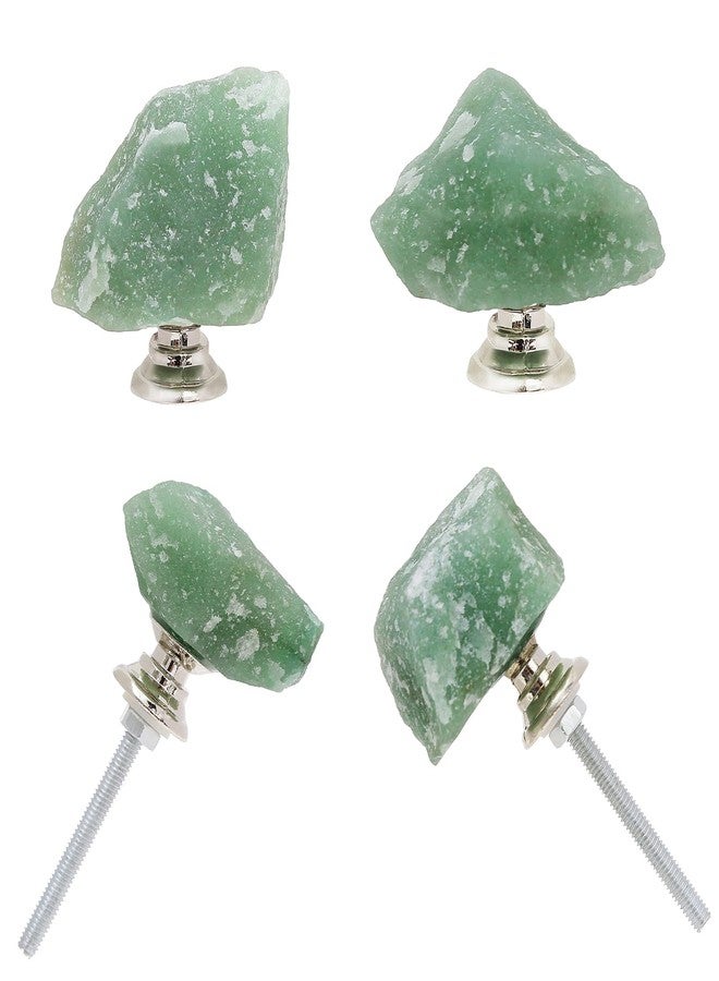 Malimali 4pcs Green Aventurine Kitchen Cabinet Knobs and Pulls, Quartz Drawers and Crystal Knobs for Dresser Drawers, Closet Door, Cupboard - Image 1