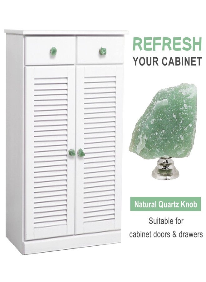 Malimali 4pcs Green Aventurine Kitchen Cabinet Knobs and Pulls, Quartz Drawers and Crystal Knobs for Dresser Drawers, Closet Door, Cupboard - Image 2