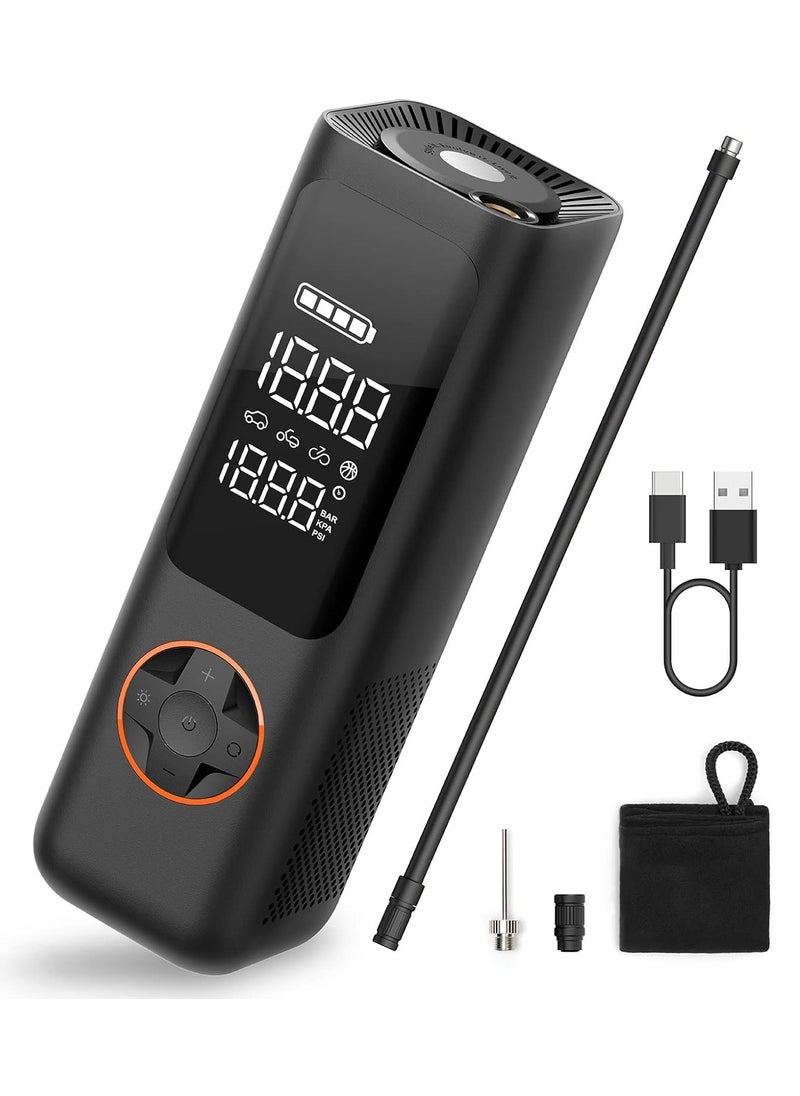 QiCYCLE - QiCYCLE Electric Air Pump, 150 PSI Rechargeable Portable Air Compressor with LED Light, High Precision Digital Battery Compressor Tyre Inflator for Car, Motorcycle, Bicycle, Balls - Image 1
