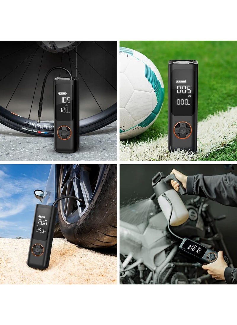 QiCYCLE - QiCYCLE Electric Air Pump, 150 PSI Rechargeable Portable Air Compressor with LED Light, High Precision Digital Battery Compressor Tyre Inflator for Car, Motorcycle, Bicycle, Balls - Image 1