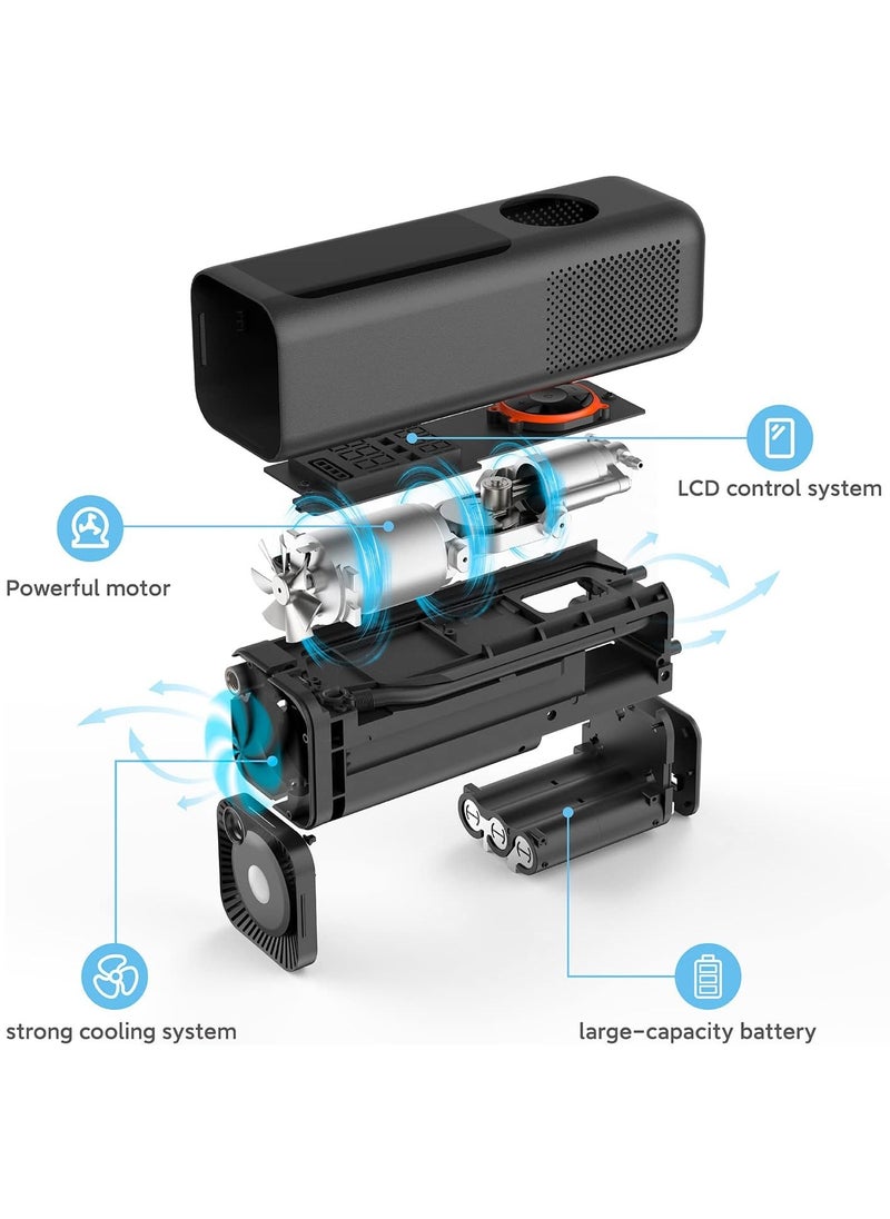 QiCYCLE - QiCYCLE Electric Air Pump, 150 PSI Rechargeable Portable Air Compressor with LED Light, High Precision Digital Battery Compressor Tyre Inflator for Car, Motorcycle, Bicycle, Balls - Image 1