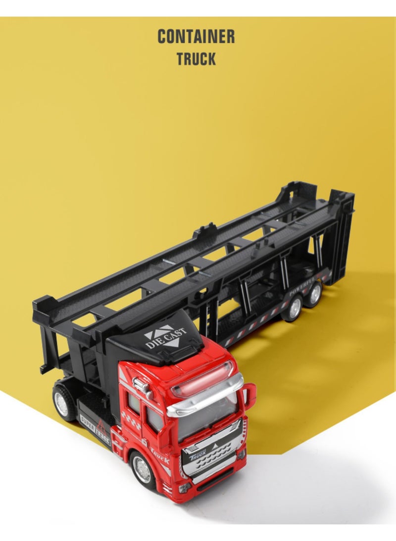 هالامودو سبائك المقطورة موديل، شاحنة صندوق مقطورة موديل، سحب سبائك العودة لعبة السيارة، نموذج شاحنة اللعب، نموذج شاحنة النقل سبيكة مجموعة لعبة السيارة زخرفة، سيارة قابلة للخلع والجسم، هدية للأطفال الفتيات الأولاد، هدية الحفلة، لعبة السيارة، للمجموعة، الاحتفال، العرض، الأحمر/الأسود - Image 3