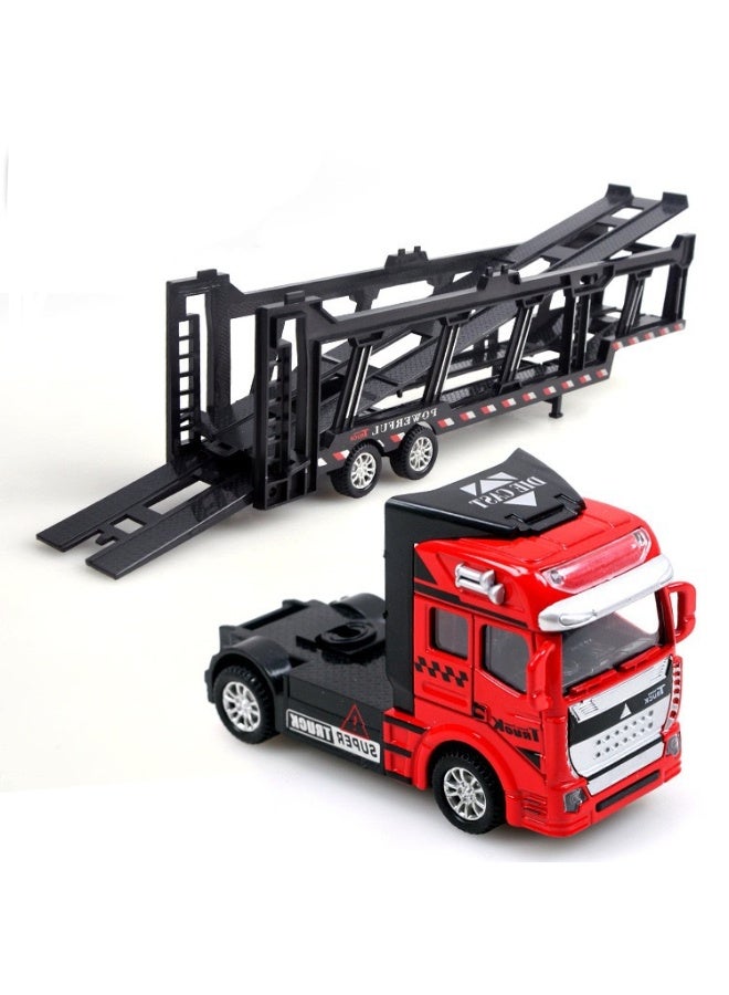 هالامودو سبائك المقطورة موديل، شاحنة صندوق مقطورة موديل، سحب سبائك العودة لعبة السيارة، نموذج شاحنة اللعب، نموذج شاحنة النقل سبيكة مجموعة لعبة السيارة زخرفة، سيارة قابلة للخلع والجسم، هدية للأطفال الفتيات الأولاد، هدية الحفلة، لعبة السيارة، للمجموعة، الاحتفال، العرض، الأحمر/الأسود - Image 1