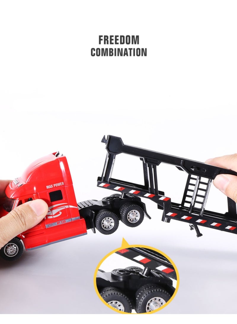 هالامودو سبائك المقطورة موديل، شاحنة صندوق مقطورة موديل، سحب سبائك العودة لعبة السيارة، نموذج شاحنة اللعب، نموذج شاحنة النقل سبيكة مجموعة لعبة السيارة زخرفة، سيارة قابلة للخلع والجسم، هدية للأطفال الفتيات الأولاد، هدية الحفلة، لعبة السيارة، للمجموعة، الاحتفال، العرض، الأحمر/الأسود - Image 4