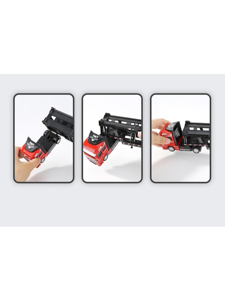 هالامودو سبائك المقطورة موديل، شاحنة صندوق مقطورة موديل، سحب سبائك العودة لعبة السيارة، نموذج شاحنة اللعب، نموذج شاحنة النقل سبيكة مجموعة لعبة السيارة زخرفة، سيارة قابلة للخلع والجسم، هدية للأطفال الفتيات الأولاد، هدية الحفلة، لعبة السيارة، للمجموعة، الاحتفال، العرض، الأحمر/الأسود - Image 5