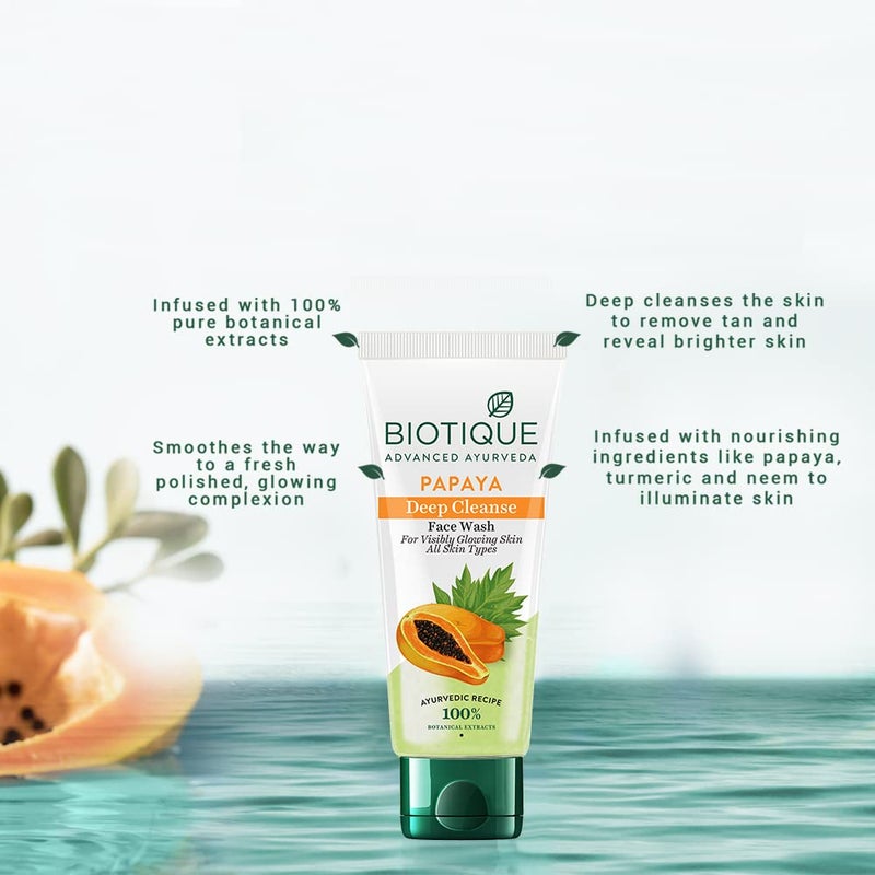 Biotique Bio Papaya Exfoliating Face Wash For All Skin Types, 150ml / 3.38 Fl. Oz. - Image 3