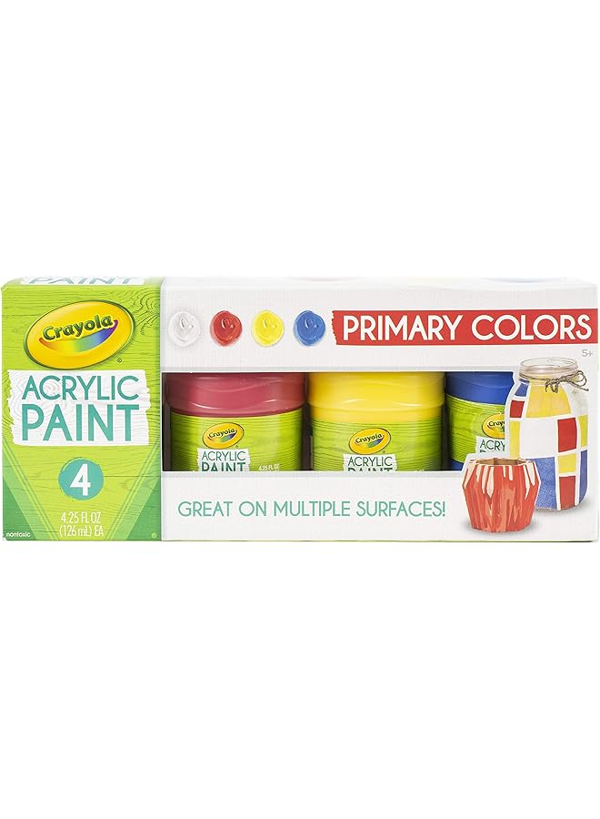 Crayola Acrylic Paint Set Primary Colors Painting Supplies 4Ct - Image 1