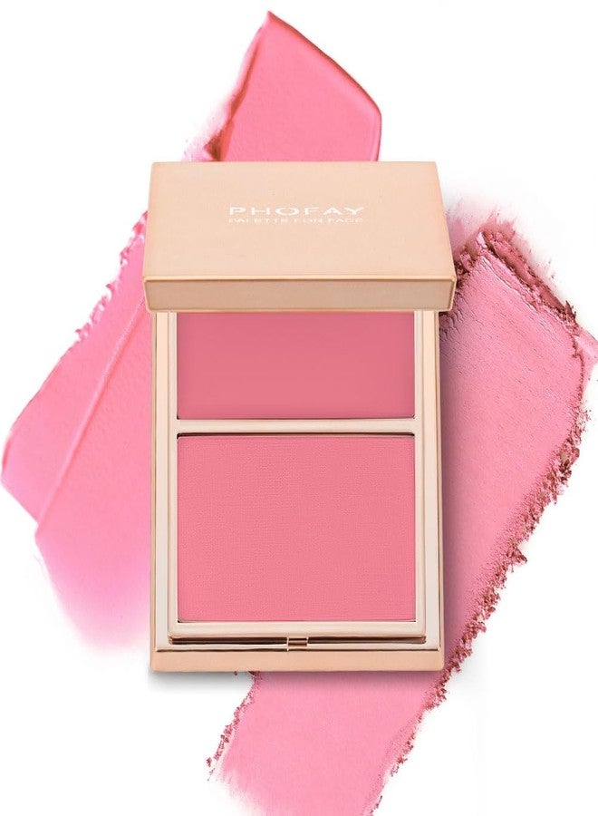 PHOFAY Dual-Texture Contour Palette - Cream & Powder Finish for Natural Radiance, Slim Travel-Friendly Compact, Vegan & Cruelty-Free Formula (04#) - Image 1