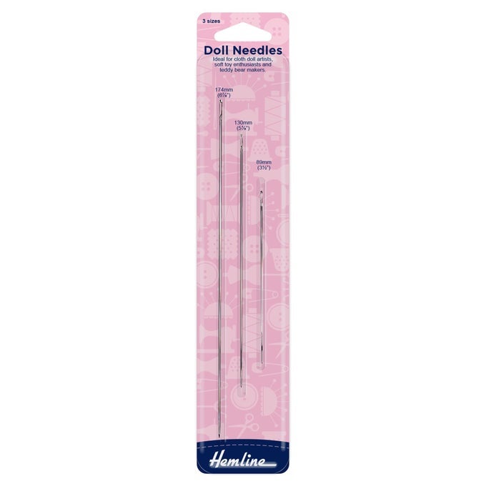 HAND SEWING DOLL NEEDLES PACK OF 3 DIFFERENT SIZES