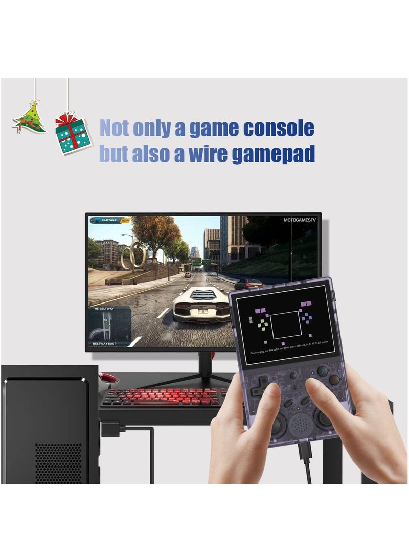 ANBERNIC  - RG353V Retro Handheld Game with Dual OS Android 11 and Linux, RG353V with 64G TF Card Pre-Installed 4452 Games Supports 5G WiFi 4.2 Bluetooth (Transparent Purple) - Image 1