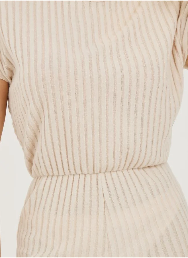 Styli Solid Ribbed Wide Leg Jumpsuit