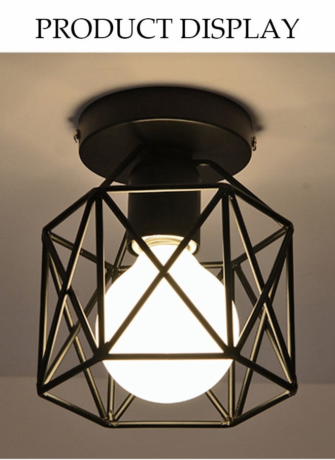 DUNISO Vintage Ceiling Light, Hallway Light Fixture Ceiling Light, Industrial Semi-Flush Pendant Light With Metal Bracket, Ceiling Light Fixture, Edison Led Bulb For Hallway, Bedroom, Kitchen, Farmhouse, Lighthouse, Staircase And Living Room  - Image 5
