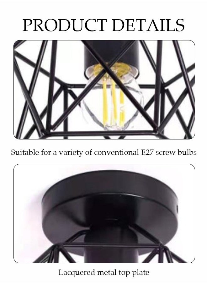DUNISO Vintage Ceiling Light, Hallway Light Fixture Ceiling Light, Industrial Semi-Flush Pendant Light With Metal Bracket, Ceiling Light Fixture, Edison Led Bulb For Hallway, Bedroom, Kitchen, Farmhouse, Lighthouse, Staircase And Living Room  - Image 3