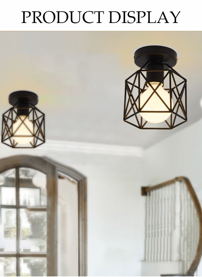 DUNISO Vintage Ceiling Light, Hallway Light Fixture Ceiling Light, Industrial Semi-Flush Pendant Light With Metal Bracket, Ceiling Light Fixture, Edison Led Bulb For Hallway, Bedroom, Kitchen, Farmhouse, Lighthouse, Staircase And Living Room  - Image 4