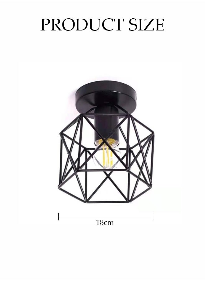 DUNISO Vintage Ceiling Light, Hallway Light Fixture Ceiling Light, Industrial Semi-Flush Pendant Light With Metal Bracket, Ceiling Light Fixture, Edison Led Bulb For Hallway, Bedroom, Kitchen, Farmhouse, Lighthouse, Staircase And Living Room  - Image 2