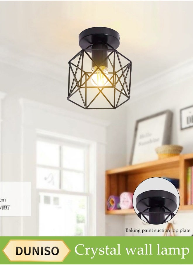 DUNISO Vintage Ceiling Light, Hallway Light Fixture Ceiling Light, Industrial Semi-Flush Pendant Light With Metal Bracket, Ceiling Light Fixture, Edison Led Bulb For Hallway, Bedroom, Kitchen, Farmhouse, Lighthouse, Staircase And Living Room  - Image 1