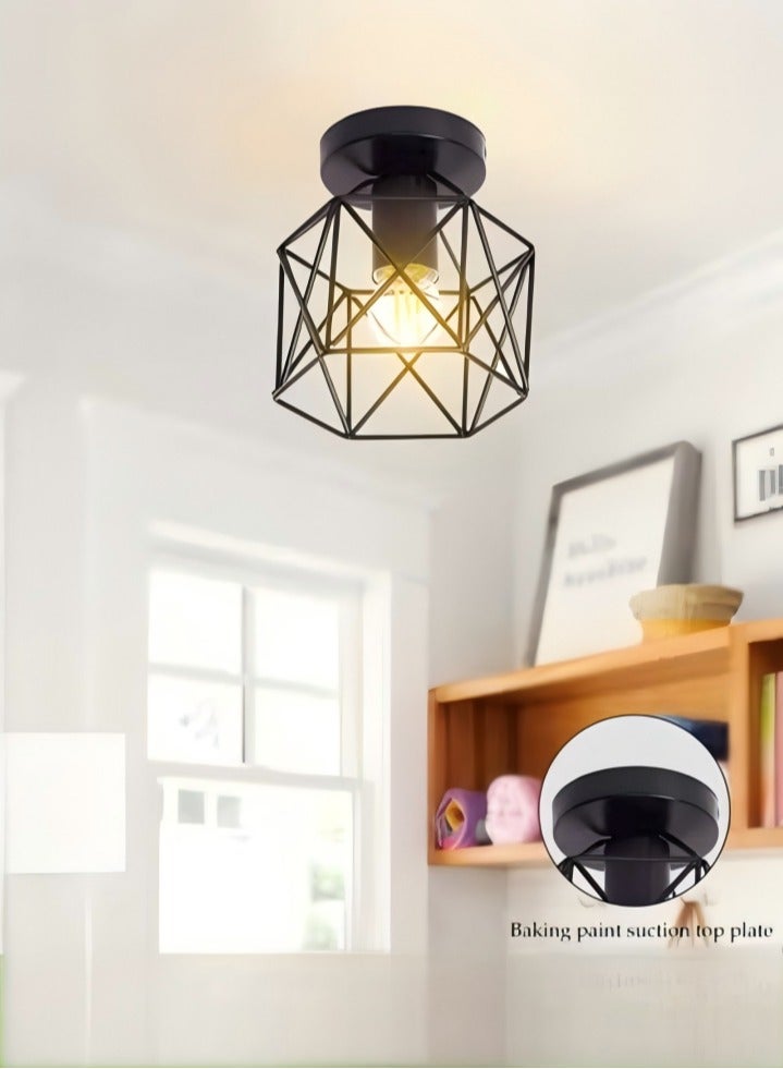 DUNISO Vintage Ceiling Light, Hallway Light Fixture Ceiling Light, Industrial Semi-Flush Pendant Light With Metal Bracket, Ceiling Light Fixture, Edison Led Bulb For Hallway, Bedroom, Kitchen, Farmhouse, Lighthouse, Staircase And Living Room - Image 1