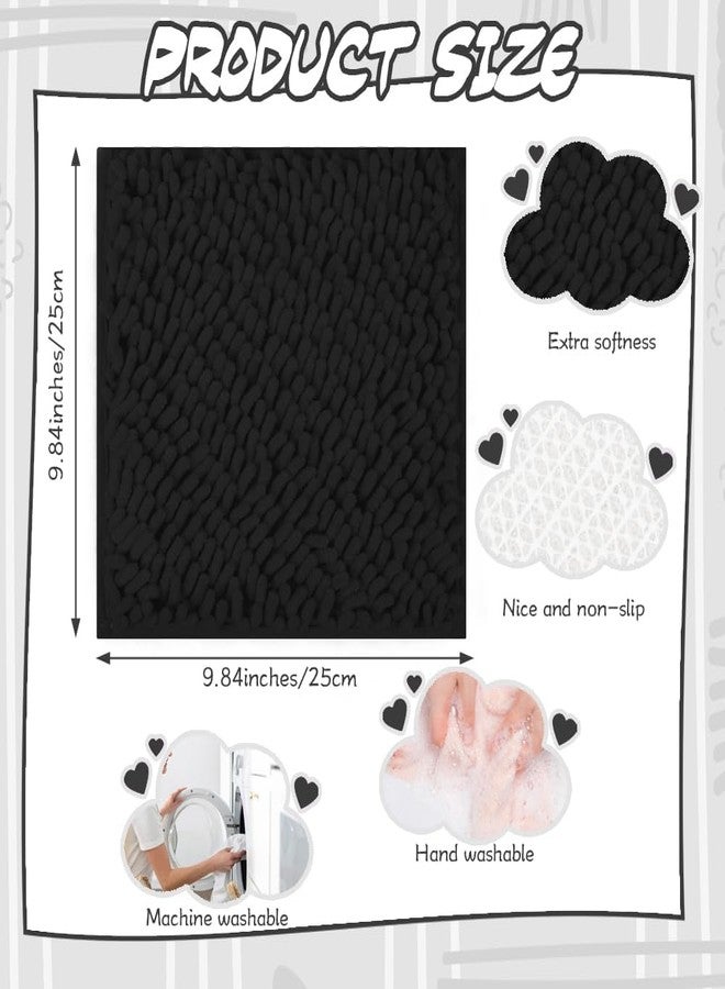 Gosodeny 10'' Locker Rug Black School Cute Locker Decor with Anti-Slip Backing Chenille Material Furry and Cute Style Locker Accessories - Image 2